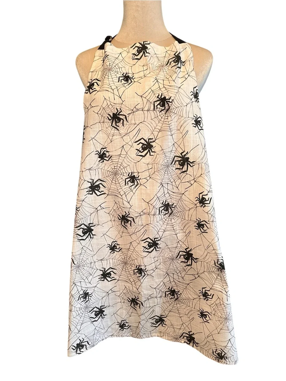 Halloween Spider Web Apron Black White Spooky Kitchen Cooking NEW